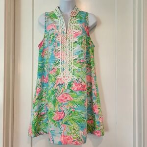 Lilly Pulitzer Jane Shift Floridita Pink Green Dress 10 Flamingo Preppy Beachy